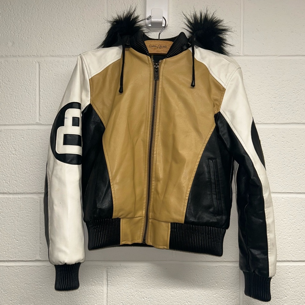 8 Ball Jacket by Robert Phillipe in Tan & White - Size XL